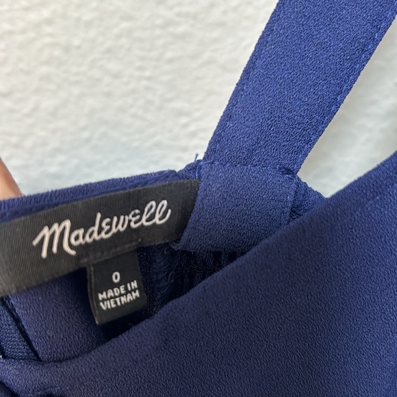 Smocked Button-Front Crop Jumpsuit, nightfall navy blue, women’s size 0 - Picture 10 of 12